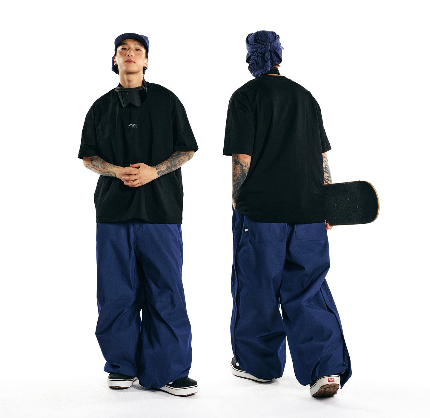 LITAN Alpine Denim Blue Baggy Snow Pants - Unisex