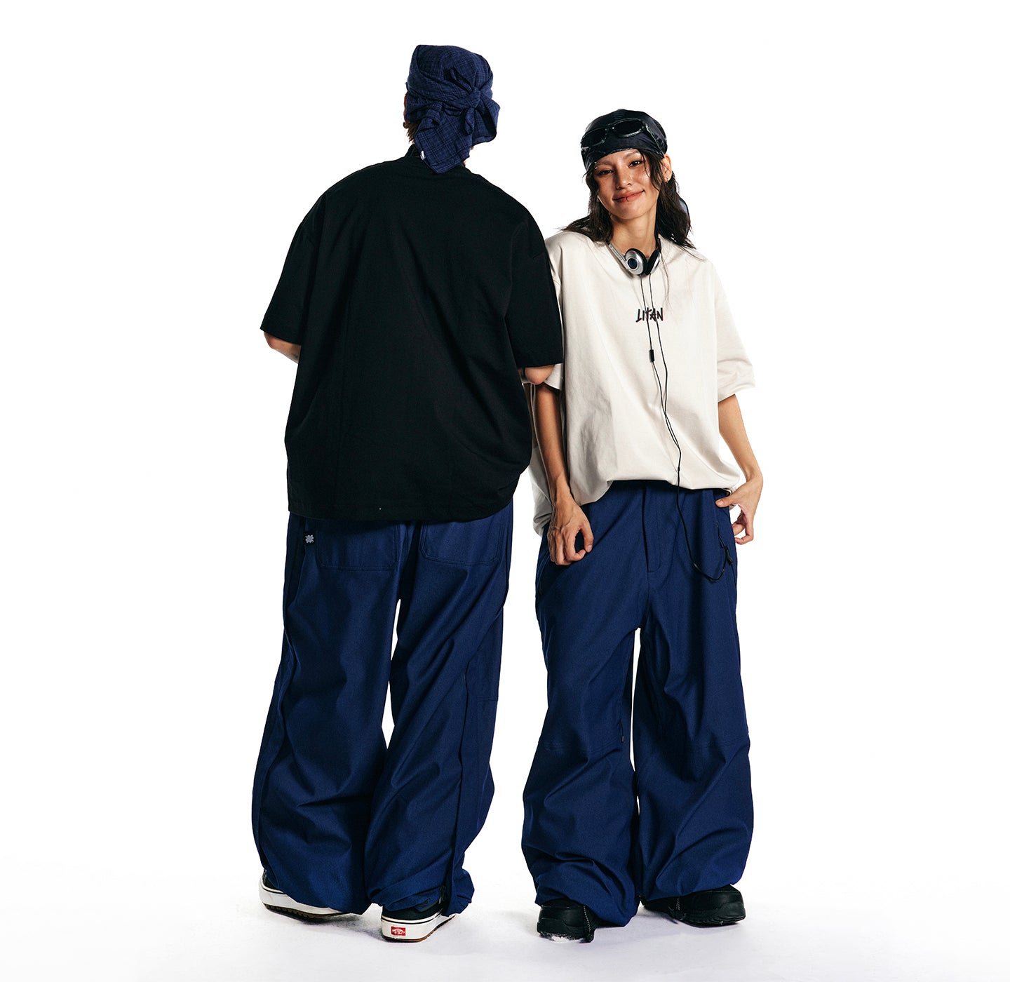 LITAN Alpine Denim Blue Baggy Snow Pants - Unisex