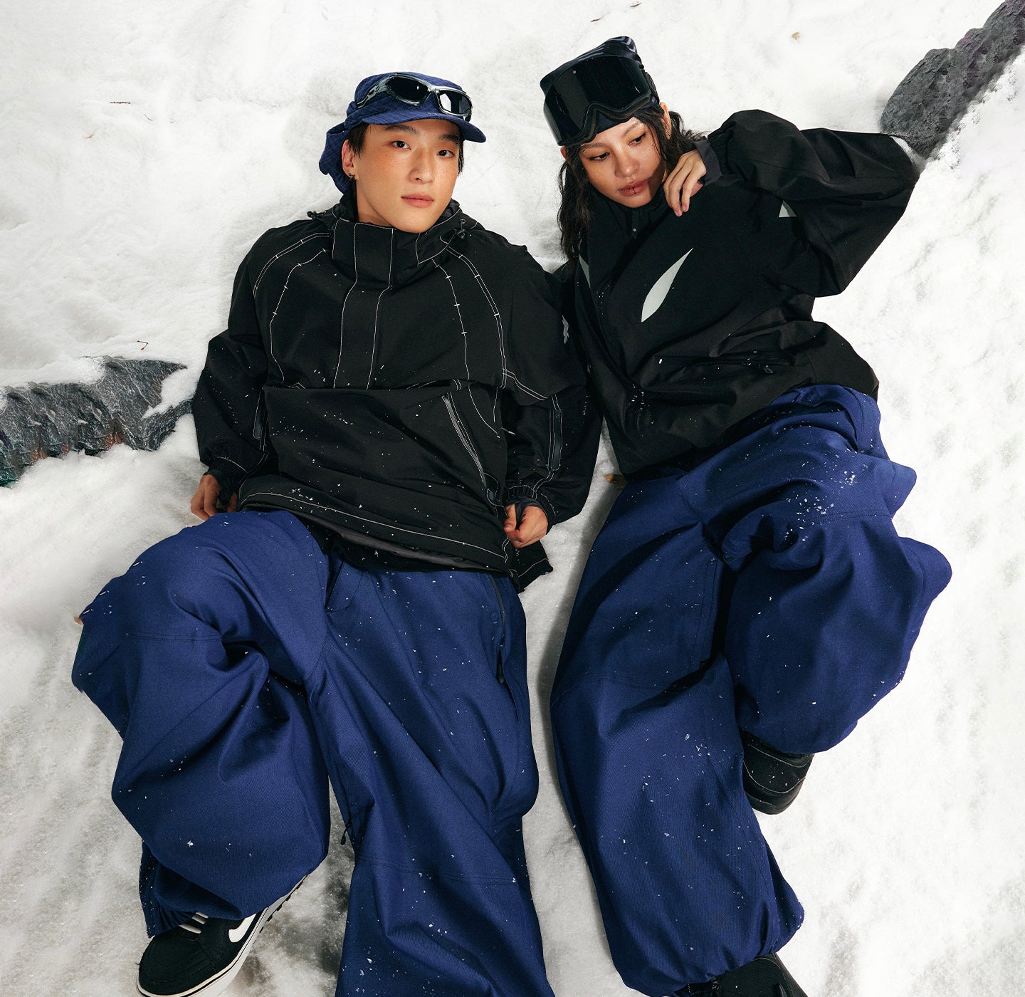 LITAN Alpine Denim Blue Baggy Snow Pants - Unisex