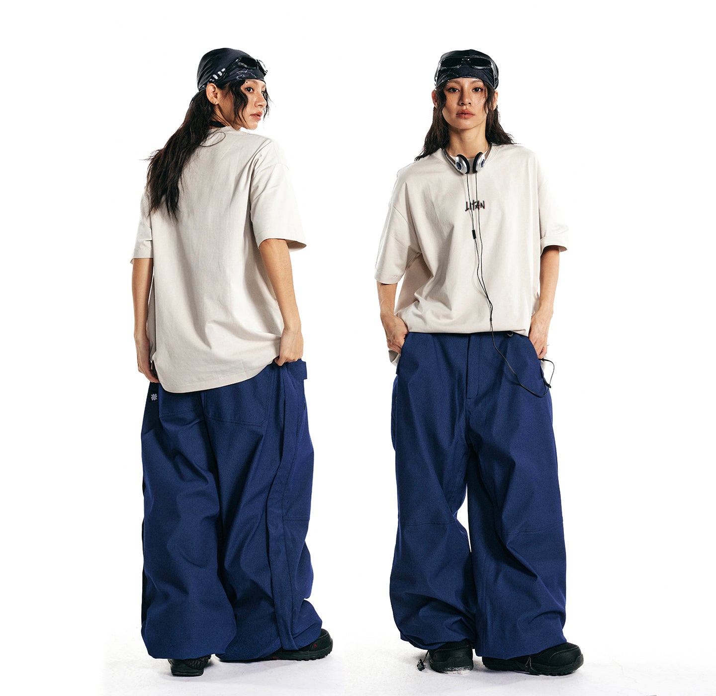 LITAN Alpine Denim Blue Baggy Snow Pants - Unisex