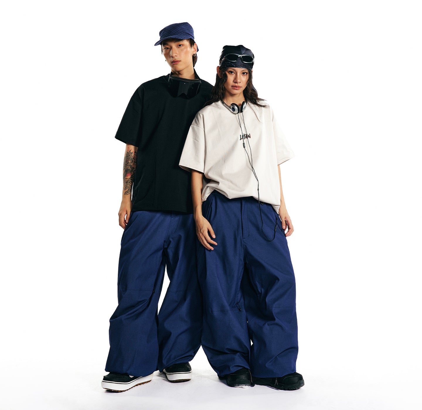 LITAN Alpine Denim Blue Baggy Snow Pants - Unisex